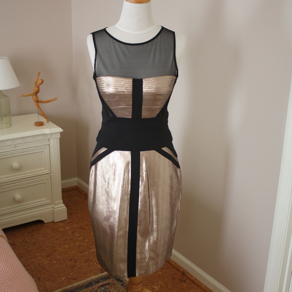 BCBG MaxAzria Reina blush rose gold cocktail dress